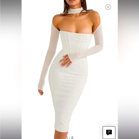 House of CB Dresses House Of Cb Milarose Long Sleeve Corset Midi